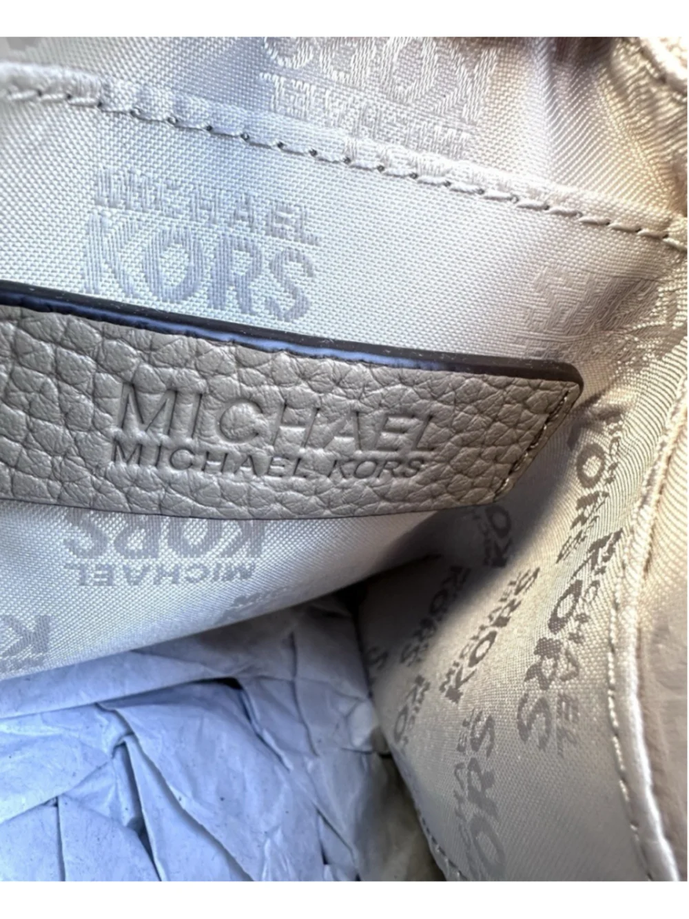 NWT Michael Kors Riley Large Pebble Leather Backpack Grey Geometric Patchwork